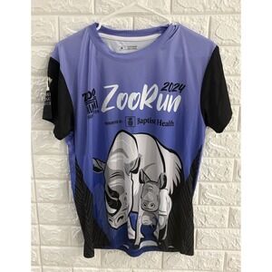 ZOO RUN 2024‎ MENS TRACK RUNNING SHIRT SIZE MEDIUM PURPLE 5 K RUN SHORT SLEEVE